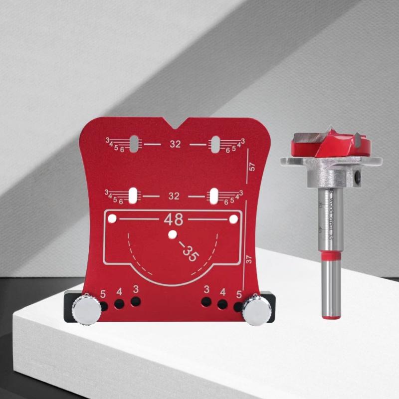 Adjustable 35mm Drill Guide Cabinet Hinge Jig - Aluminum Alloy Precision Marking Template for Concealed Hinges, Manual Hand Tool