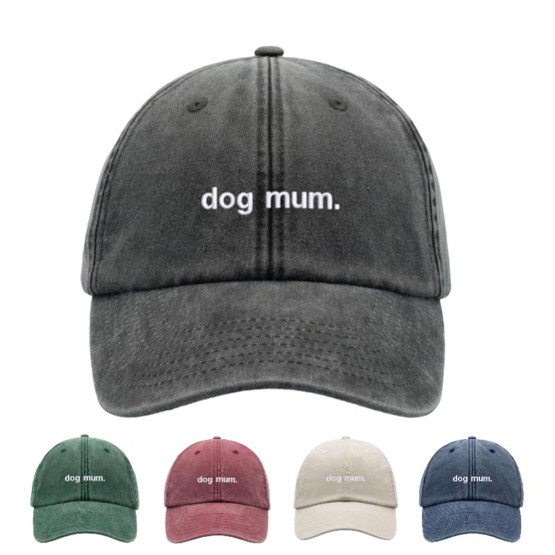 1pc "dog Mum. " Vintage Washed Kanye Baseball Cap for Women,leisure Driver Hat Low Adjustablewindyproof Dad Cap for Daliywear