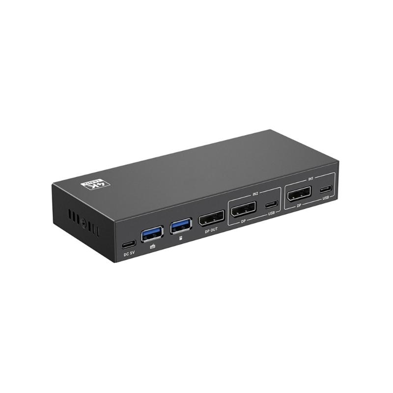 

USB KVM Switcher 2 IN 1 Out Mixed Inputs 2 Port 4K@144Hz KVM Share 1 Monitor For PC Laptop Sharing Keyboards 1