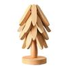 Compact Storage Trivet Set Collapsible Wooden Trivets for Hot Dishes, Christmas Tree Shaped Pot Mat Table, Wood Heat Natural Pine Pad Resistant Holder