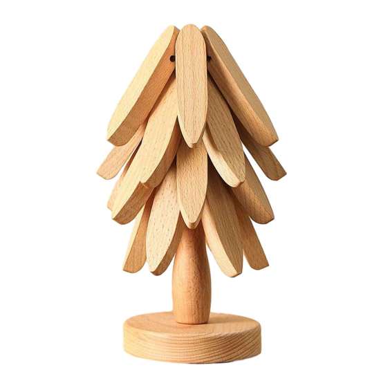 Compact Storage Trivet Set Collapsible Wooden Trivets for Hot Dishes, Christmas Tree Shaped Pot Mat Table, Wood Heat Natural Pine Pad Resistant Holder