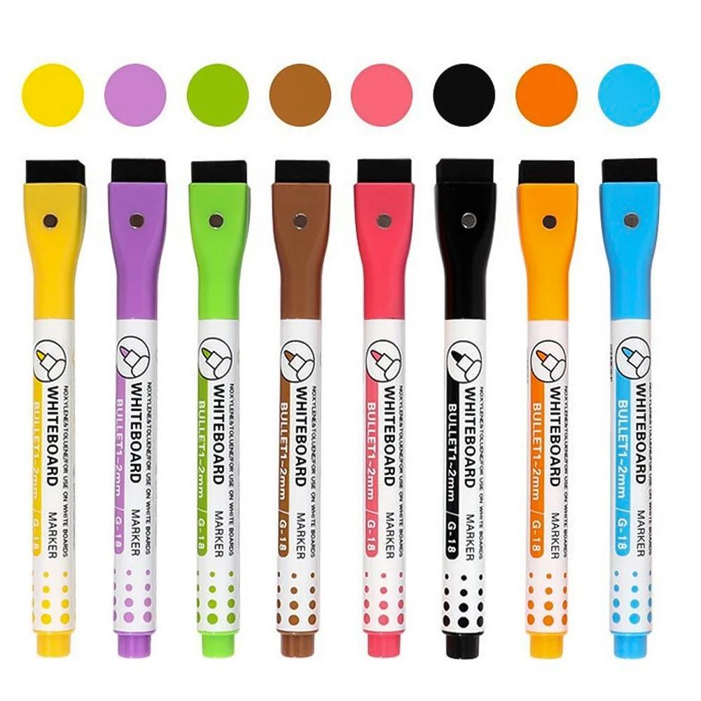 1PC/8PCS Magnetic Whiteboard Markers Erasable Liquid Chalk Markers with Eraser Water-base Ink Quick Drying Office Supplies