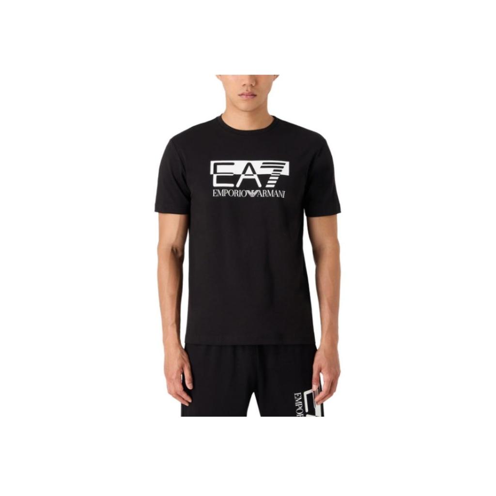 Emporio Armani FW23 EA7 Series Logo Print Crew Neck Short Sleeve T-Shirt Men tops Black 6RPT62PJ03Z0200