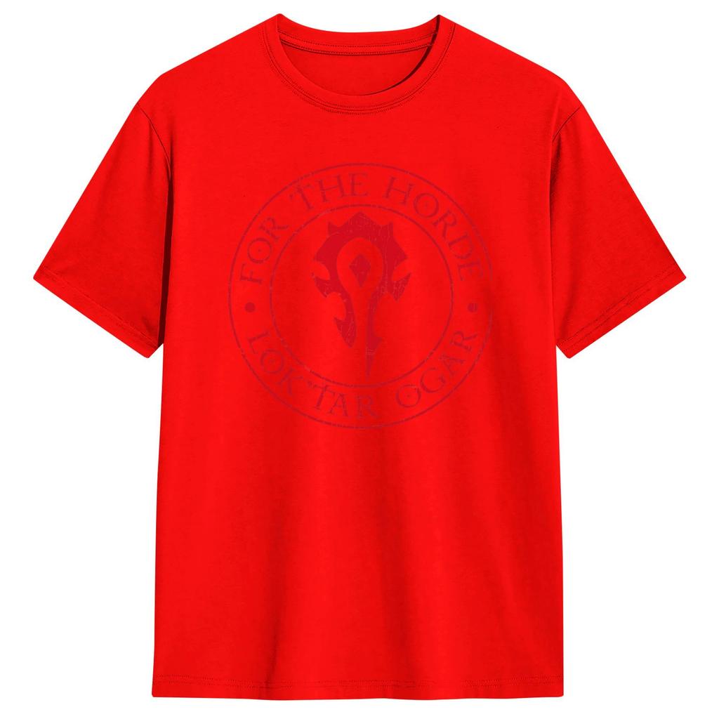 For The Horde Orcs Cotton TShirt For Men Summer Y2K Retro T Shirts O Neck Hipster Tees Big Size Loose Tops
