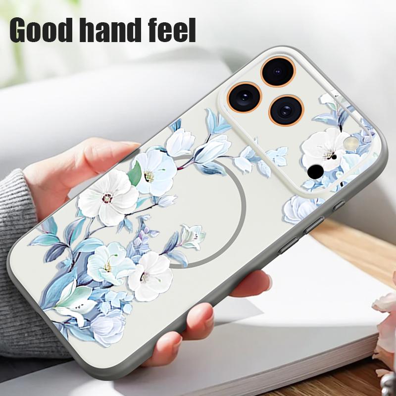 Lavendel Pfingstrose Rose Floralmuster Hülle Für iPhone 17 Pro Max Funda iPhone 16 15 14 13 Pro Max Magnetisch Für Magsafe Hybrid Schlank Mattes Cover