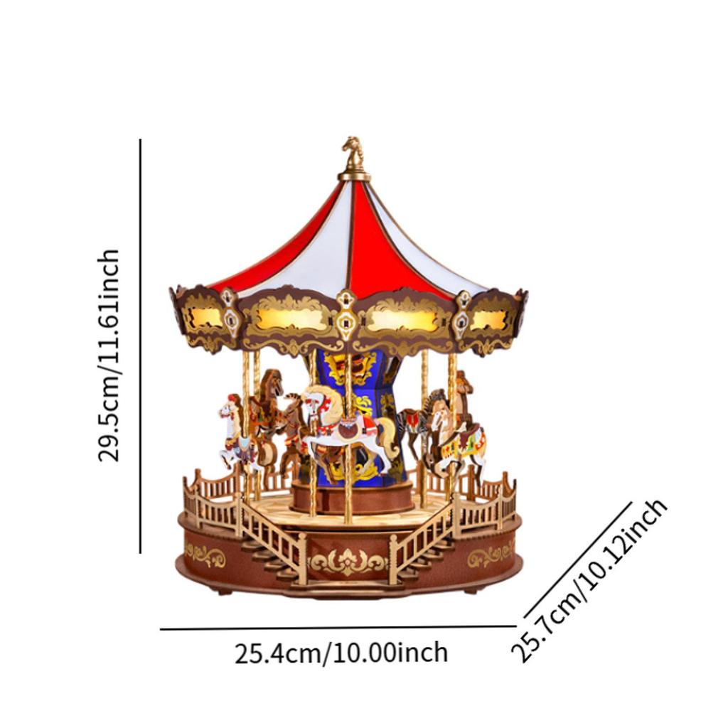 Musikalisk karusell musiklåda med ljus multifunktionell vacker bordsdekoration för mamma, flickor, kvinnor, dotter semesterpresenter