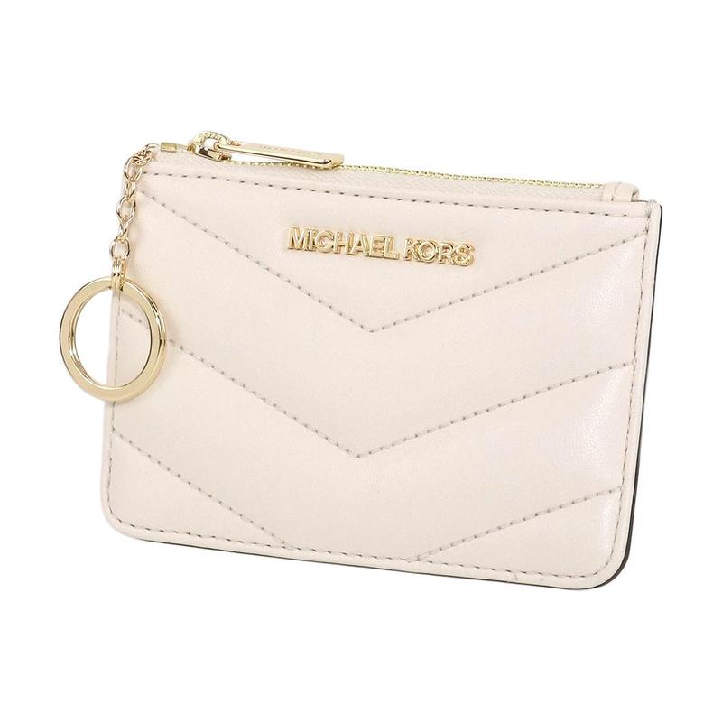 MICHAEL KORS Jet Set Travel Logo Zipper Closure Polyurethane Coin Purse Women s Cream White белый