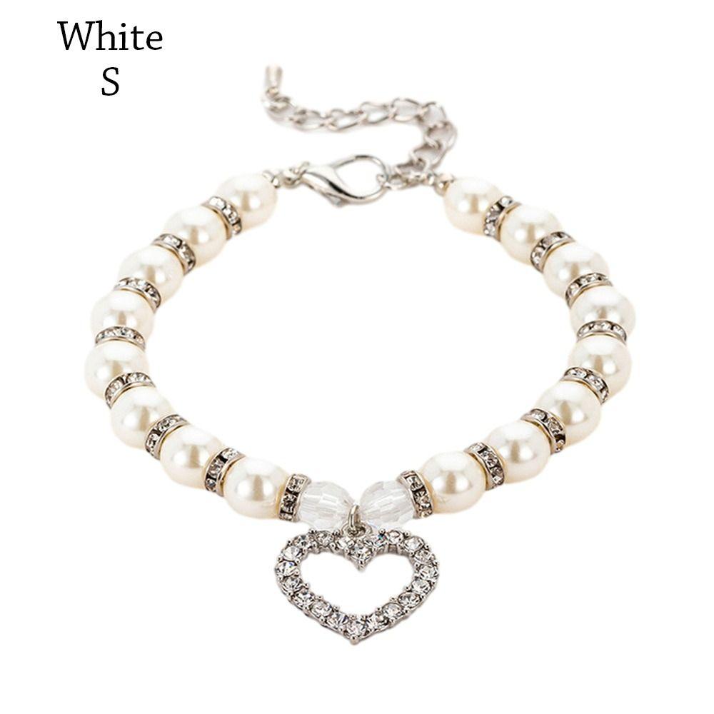 Adjustable Imitation Pearl Cute Dog Necklace Pet Dog Collar Jewelry Neck Chain For Dog Cats Luxury Diamond Pendant Accessories
