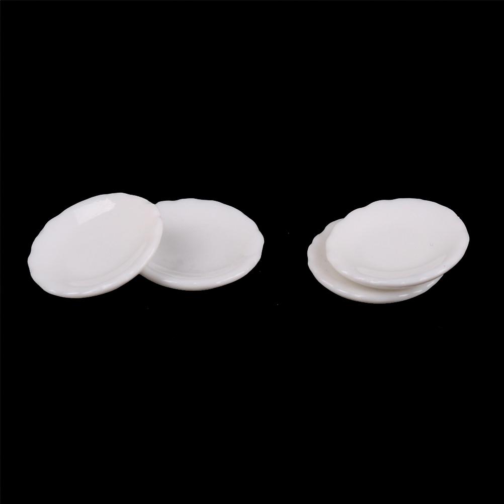 4Pcs 1/12 Dollhouse Miniature White Round Dishes Plate Tableware Kitchen Toy