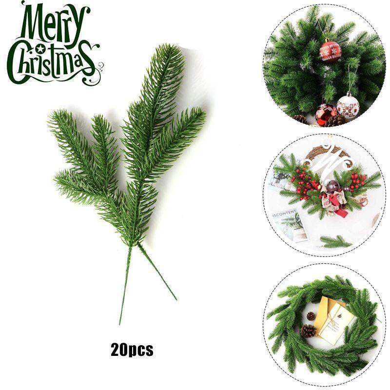 Plants 20pcs Artificial Pine Branch Christmas Garland Diy Xmas Party Decorations