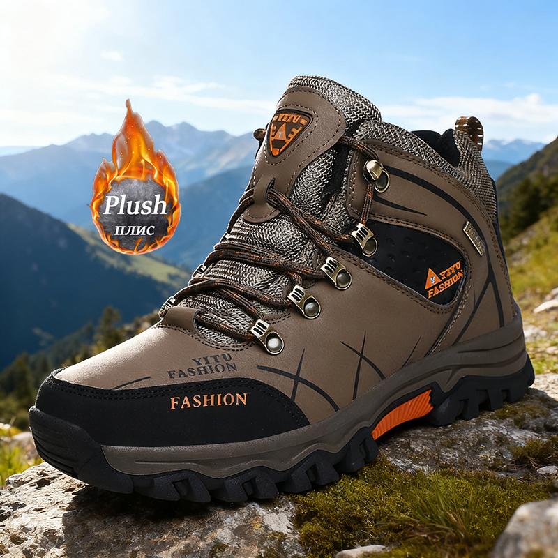  Men Hiking Shoes Waterproof Leather Shoes Climbing & Fishing Shoes New Popular Outdoor Shoes Men High Top Winter Boots