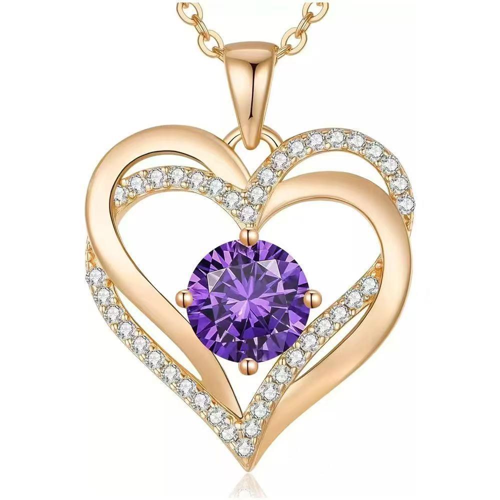 Double Layer Heart & Star Zirconia Necklace - European & American Fashion