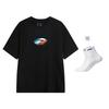 Li Ning T Shirts Unisex Black Crew Neck Moderate Straight Fit AHSVE85-1