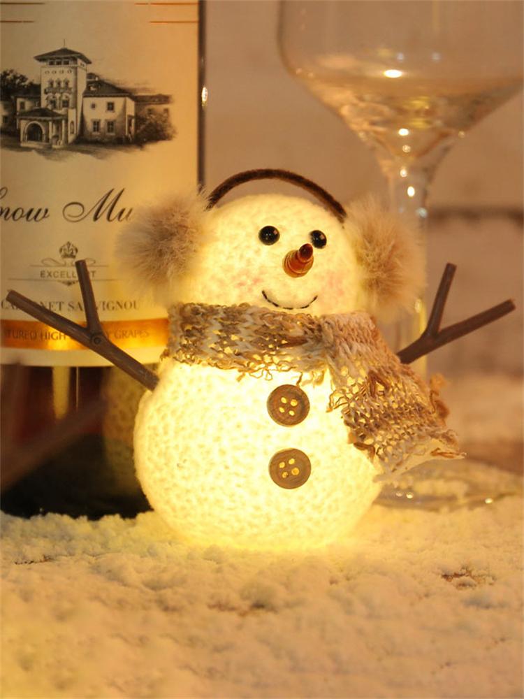 2025 Christmas Decorations Glowing Little Snowman Xmas Tree Decor Plaid Striped Scarf Doll Home Decor Christmas Supplies Navidad