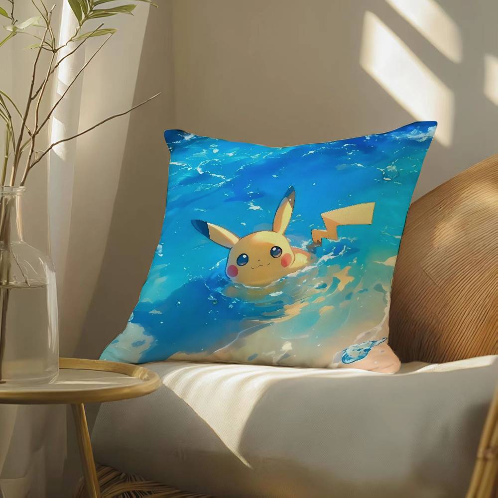Pokemon Gaming Room Anime Plush Pillow Cover Soft Short Plush Cushion Cover For Sofa Bedroom Home Decor Gift