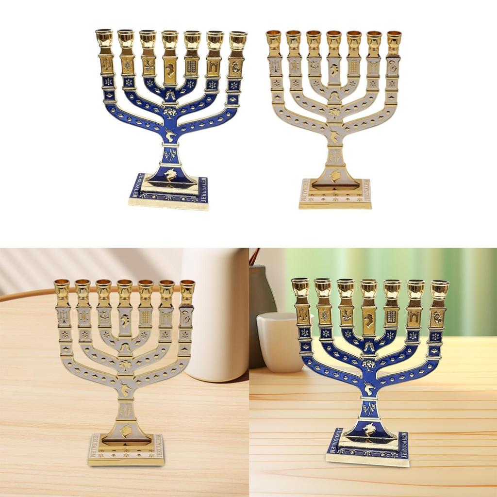 7 Branches Menorah Candelabrum Candle Holder for Anniversary Fireplace