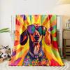 Colorful Dachshund with Sunglasses print blanket soft and cozy perfect for the living room bed sofa or a nap,gift