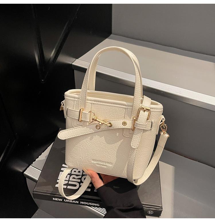 

Simple portable bucket small bag women 2025 new shoulder messenger bag small bag білий