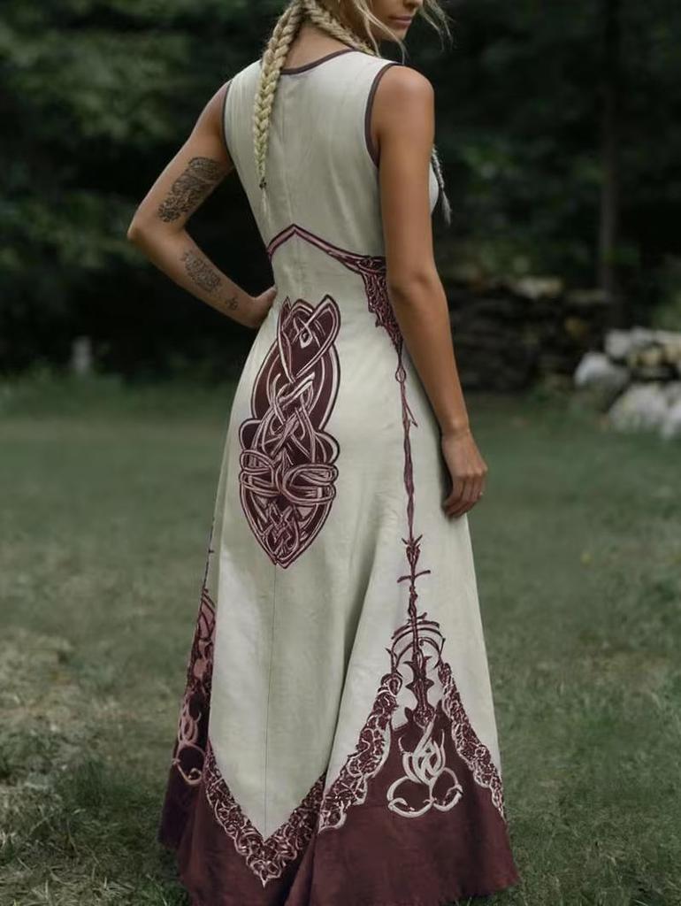 Celtic Renaissance V-neck Sleeveless Summer Dress 2026 - Women's Cross-border Style