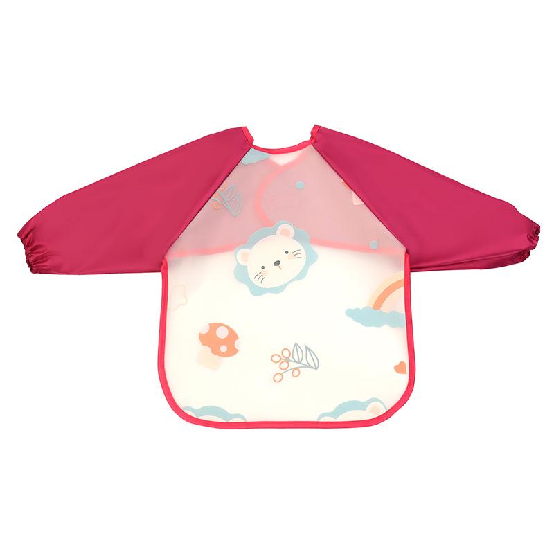 

Children s Waterproof and Dirt-proof Cover-up Long-sleeved Baby Anti-dressing Baby Cartoon Rice Pocket for Children рожевий червоний колір