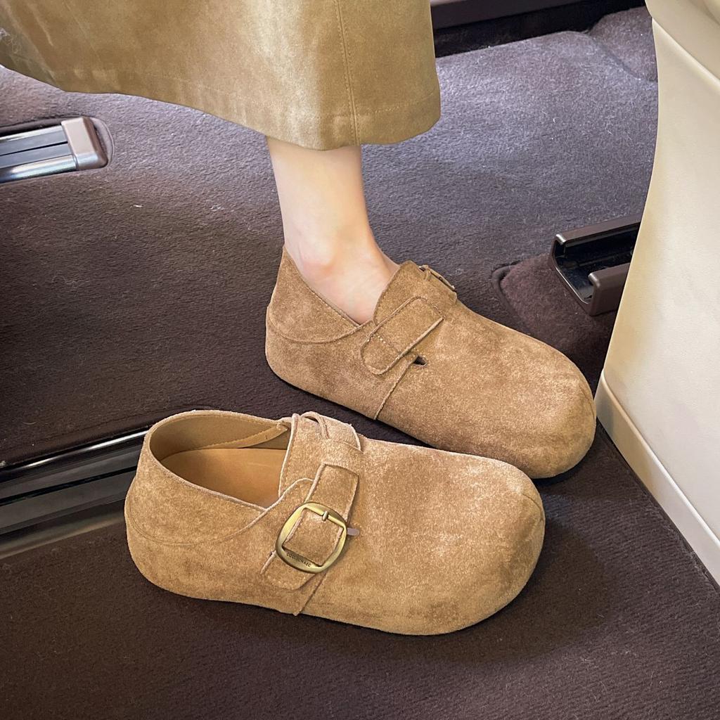 Lazy single shoes autumn casual women's inner height increase style Birkenstocks all-inclusive loafers pedal campus