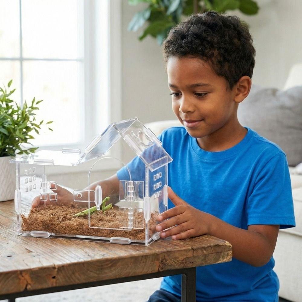Acrylic Reptile Feeding Box Magnetic Spider Observation Box Animal Habitat Cage  Playing