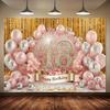 2D Pink Gold 18th Birthday Backdrop, Tinsel Curtain Party Background