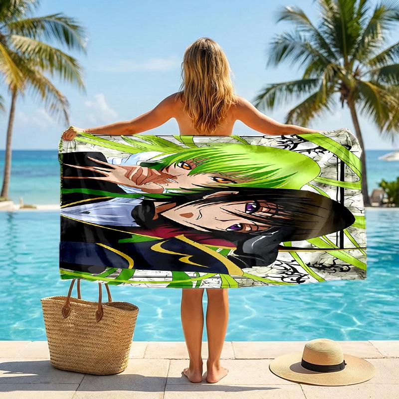 Beach Towel with Anime Code Geass Pattern - soft,absorbent,machine washable Lightweight&Modern,swimming,Travel Essentials