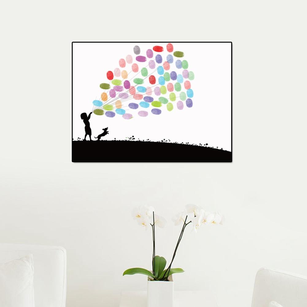 DIY Fingeravtrycksträd Målning Bröllopsdekoration Gästbok Signaturträd HemfestdekorationBarn