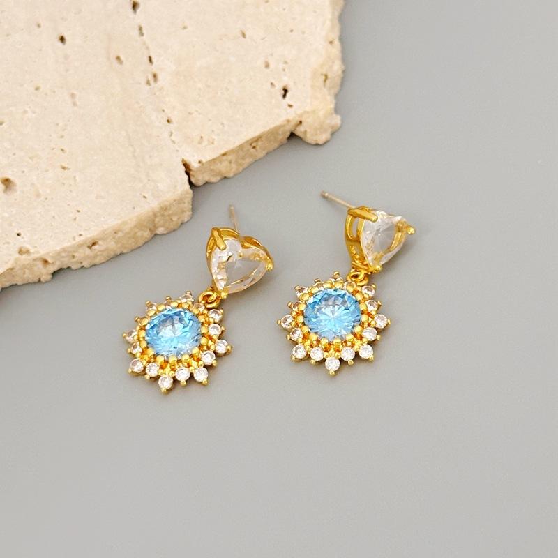 

Fashion Light Luxury Red Love Zircon Earrings, Women S Full Diamond Sunflower Earrings озеро синий
