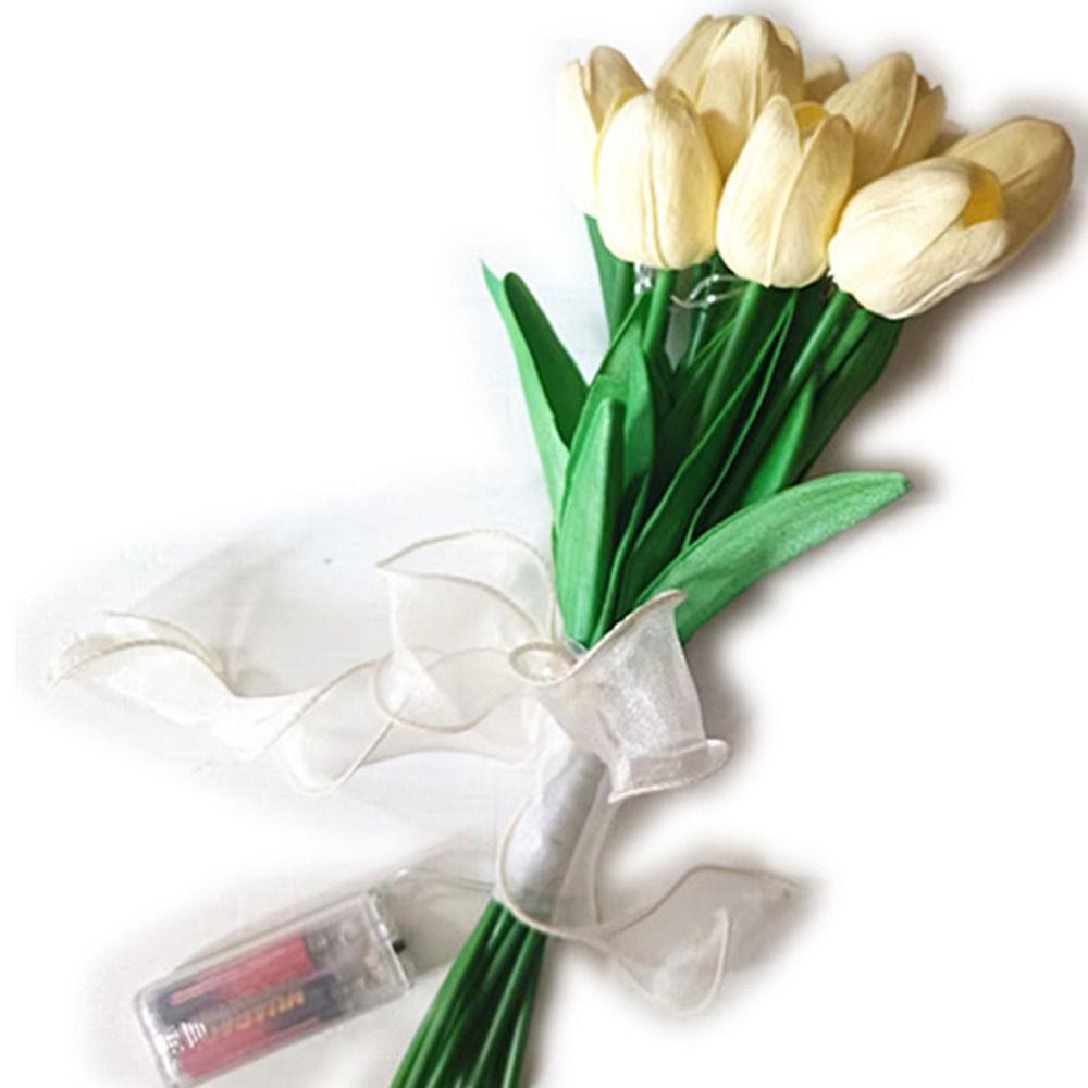 

Wedding Bouquet Desk Light Atmosphere lamp Artificial Tulips Tulips Flowers Table Lamp Night Light рожевий