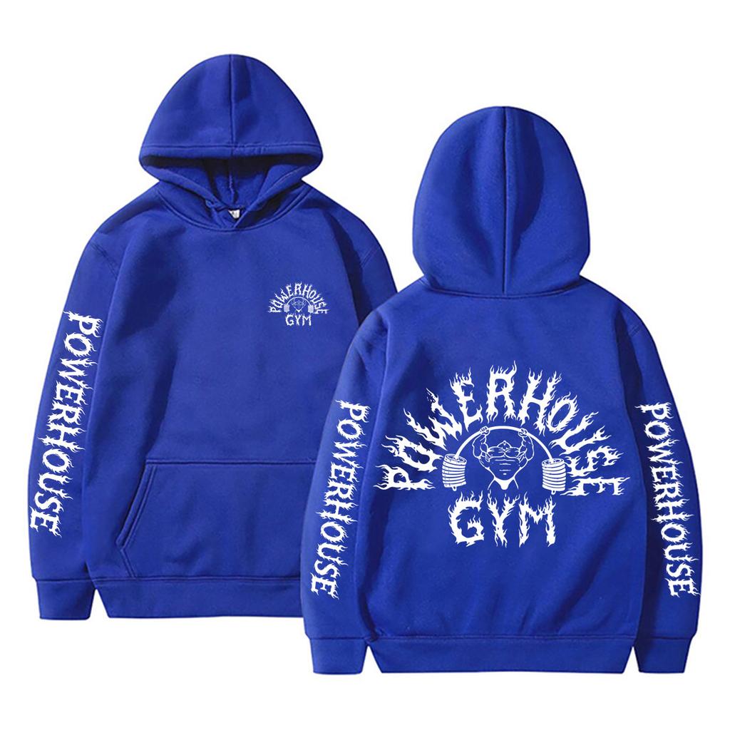 Powerhouse Gym Logo Grafikdruck Hoodie Herren Damen Gothic Rock Übergroß Geek Fitness Sweatshirt Mann Lässig Langarm Pullover