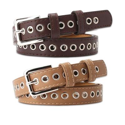 Ceinture à œillets métalliques pour femmes, nouveau style: Mode Coréenne, Ajustable, Polyvalent, Design Décoratif Creux