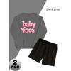 Crew Neck Polyester Sweatshirt 2-delat Herrset med Stretchshorts Atletisk Gymkläder