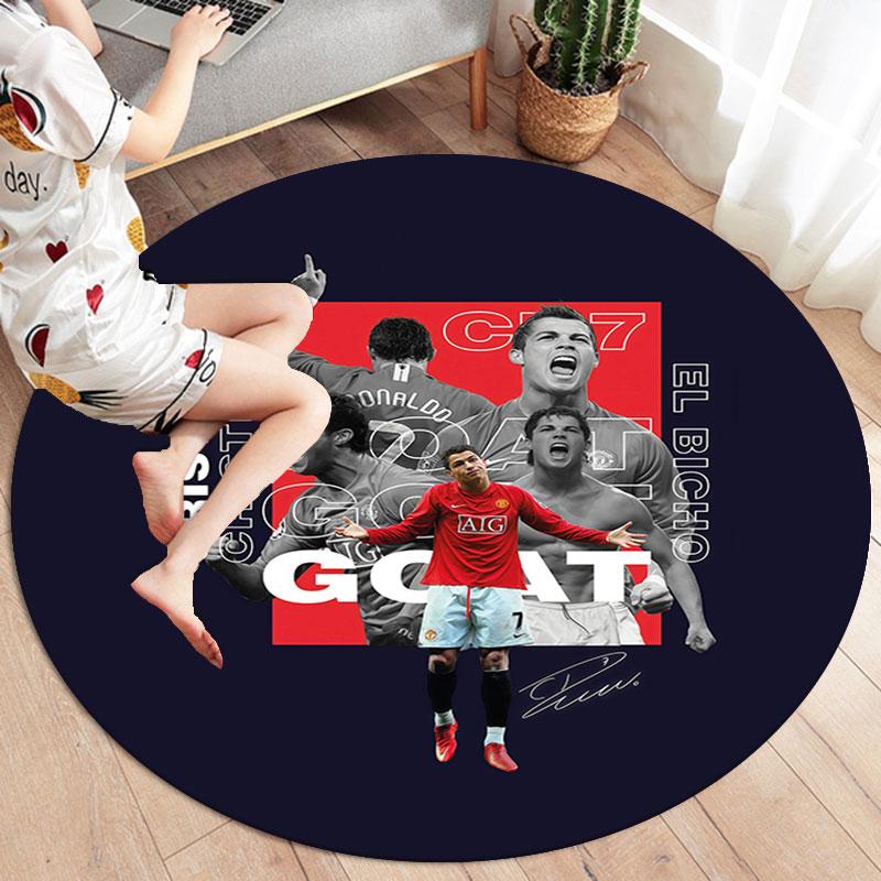 CR7 Runder Teppich, Teppich für Wohnzimmer Schlafzimmer Sofa Spielzimmer Dekoration, Rutschfeste Bodenmatte