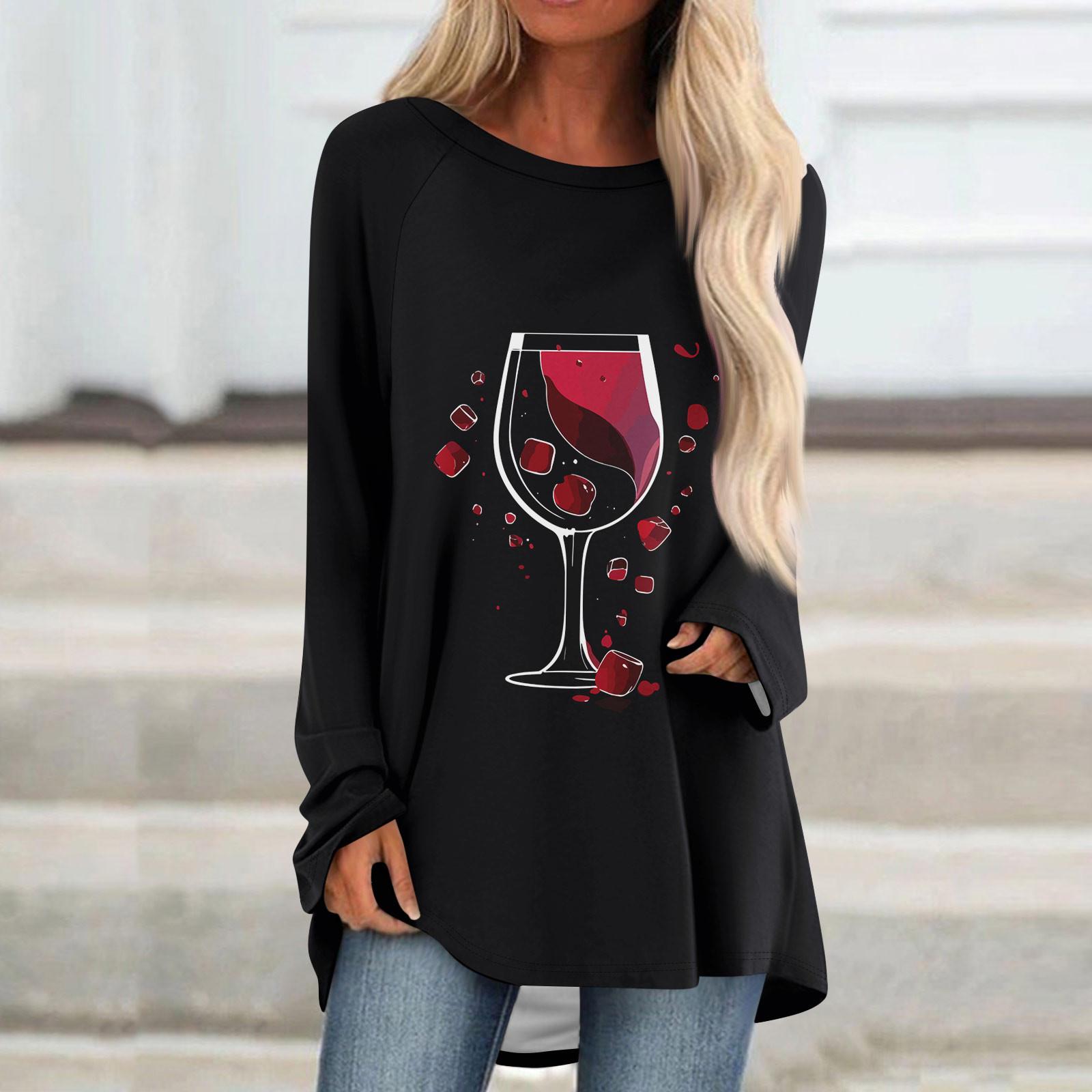 

Женский модный свободный свитер средней длины с круглым вырезом и рождественским принтом, рукава реглан, повседневный топ с длинными рукавами M киноварь