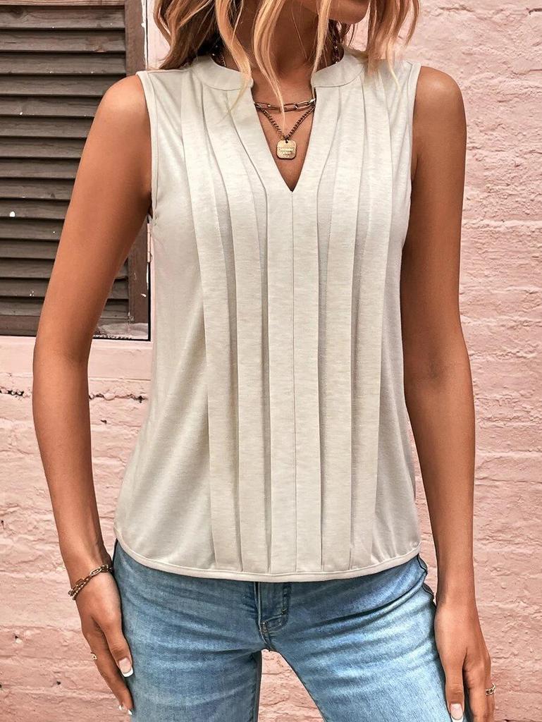 Elegant Pleated V-Neck Vest - 2025 Summer Fashion for Women