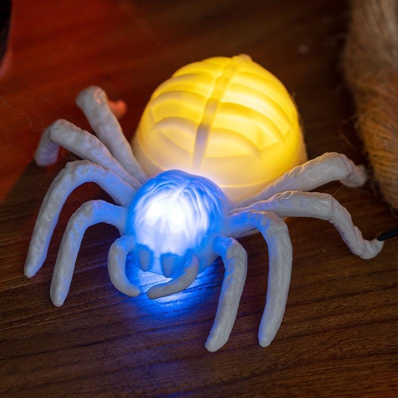 16pcs Halloween Light Up Spider Figurine, Realistic LED Glowing Spider Statue, Indoor & Outdoor Home Party Decorations