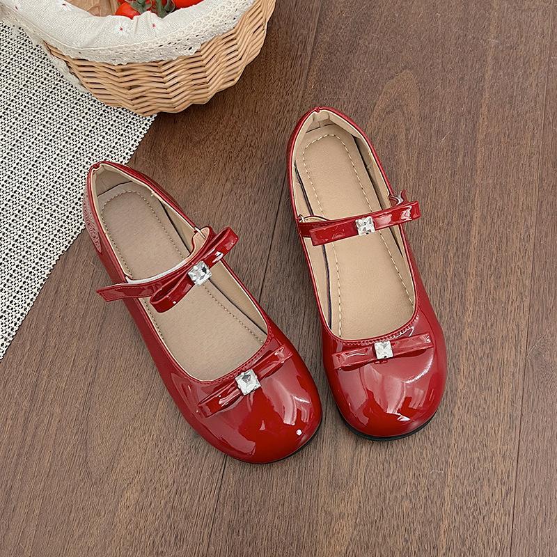 

French Mary Jane single shoes bow women s shoes spring and summer new rhinestone low heel flats fashion beanie shoes 39