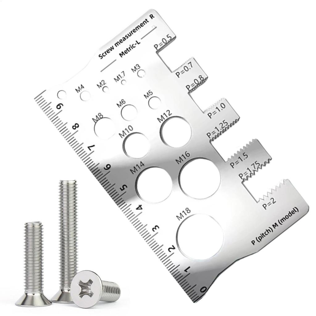Thread Checker Screw Measurement Ruler Stainless Steel Calipers Metric Gauge Tool For Measuring Screw Pitch Bit Bolt M1.7-M18
