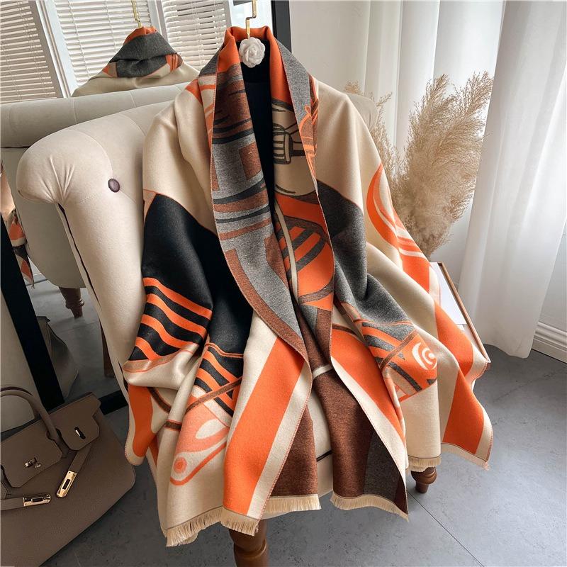 Personalized and trendy carriage scarf new listing autumn and winter shawl imitation cashmere scarf women's warm scarf