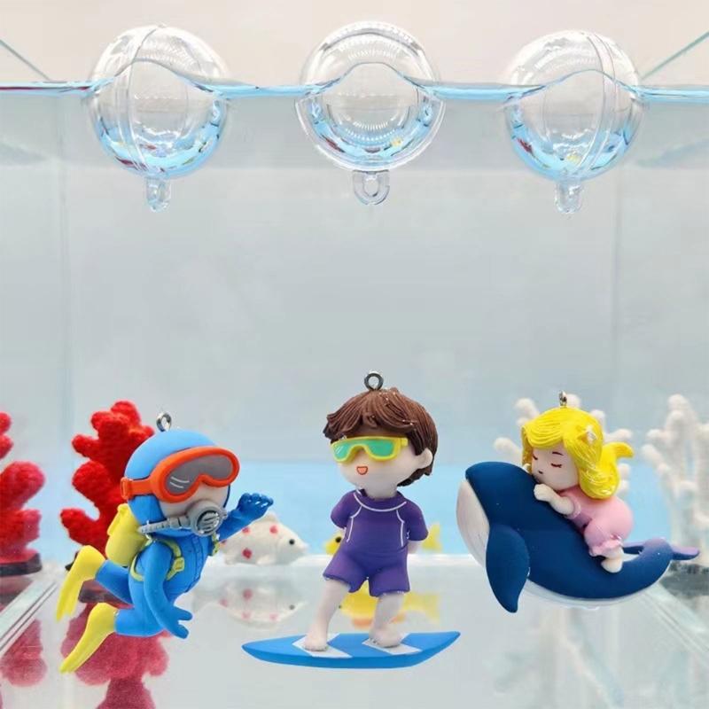 Floating Diver Device Aquarium Ornament Lovely Girl on Whale Miniature DIY Toy