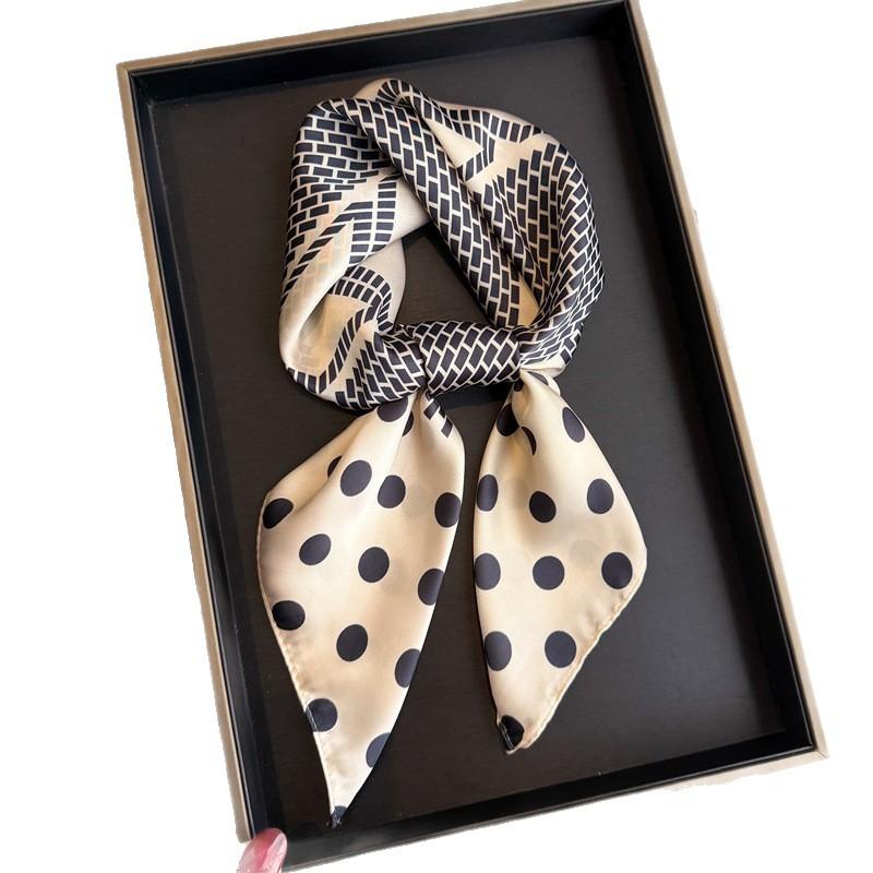 New polka dot simulation silk printing silk scarf square scarf high-end shawl sunscreen neck small square scarf headscarf scarf women