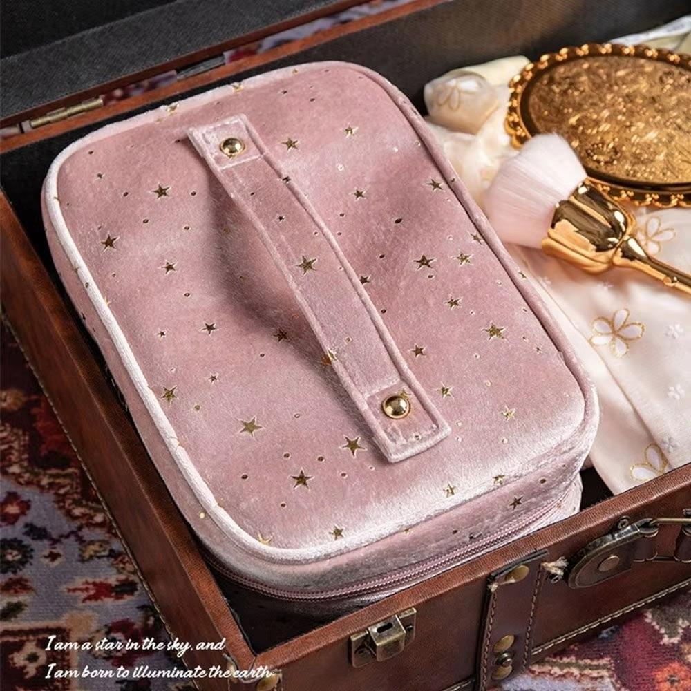 Trendy Star Wash Handbags Multifunctional Velvet Cosmetic Bag Toiletry Case Lipstick Bags Large Capacity Storage Bags