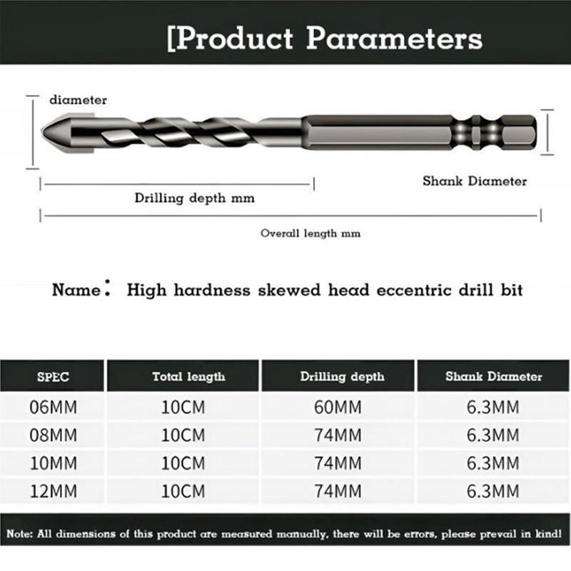 Special Crooked Tip Eccentric Drill Bit Set Drills Concrete Masonry Metal Glass