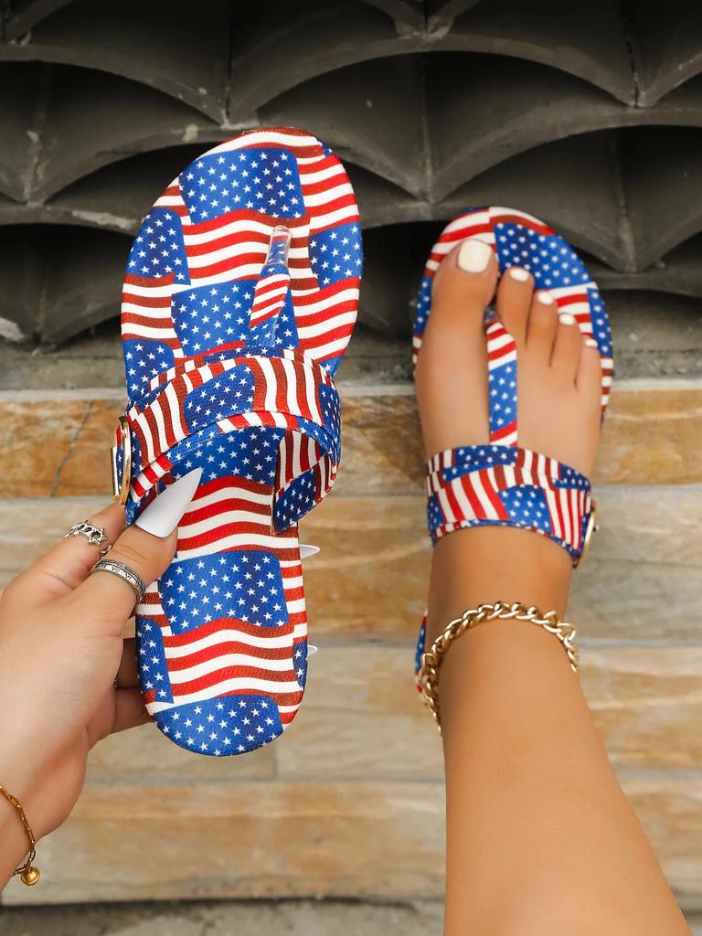 Women's Belt Buckle Flip Flops Summer Fashion Roman Beach Sandals Outdoor Flat Bottomed Casual Shoes Lightweight Soft