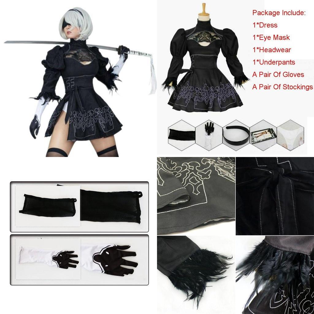 Elegante e Autentico Costume Cosplay Completo 2b Yorha No.2 di Nier Automata