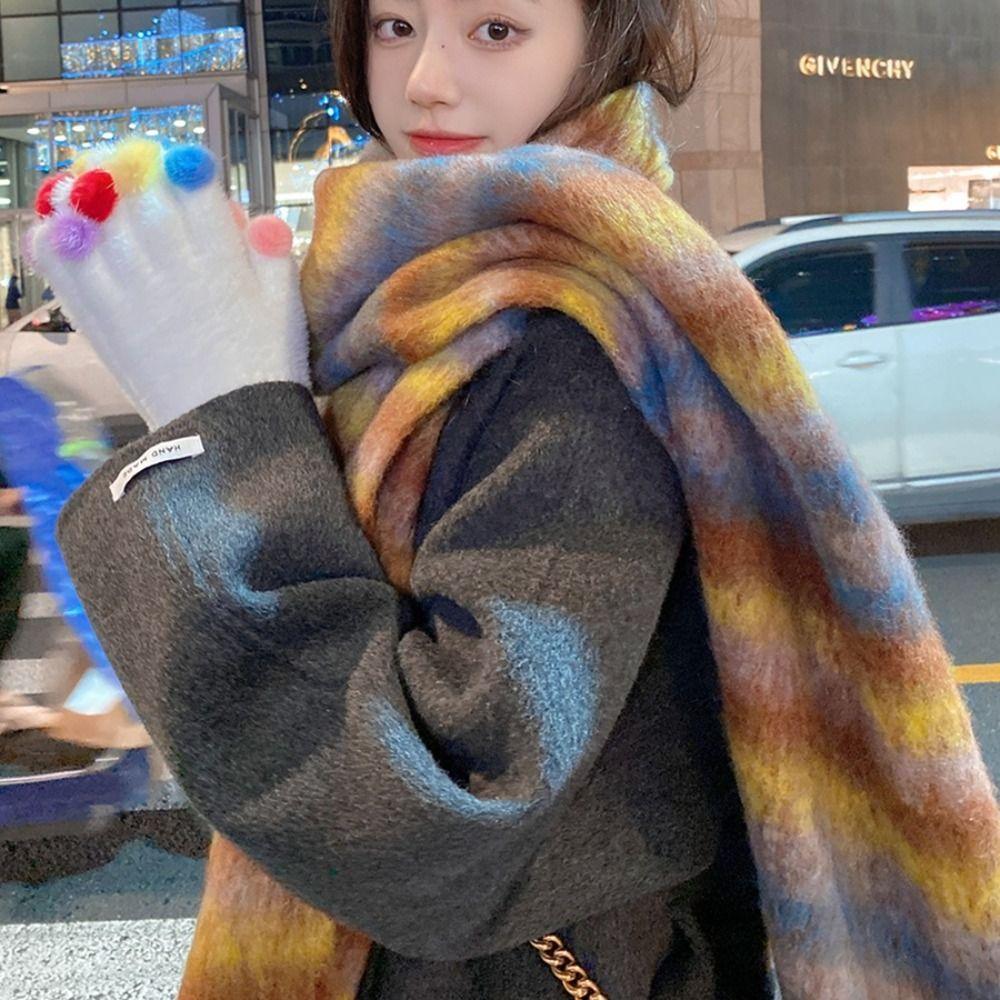 Barevně sladěné zimní kašmírové šály s třásněmi, dlouhá šála, klasický pruhovaný vlněný šátek, podzim zima