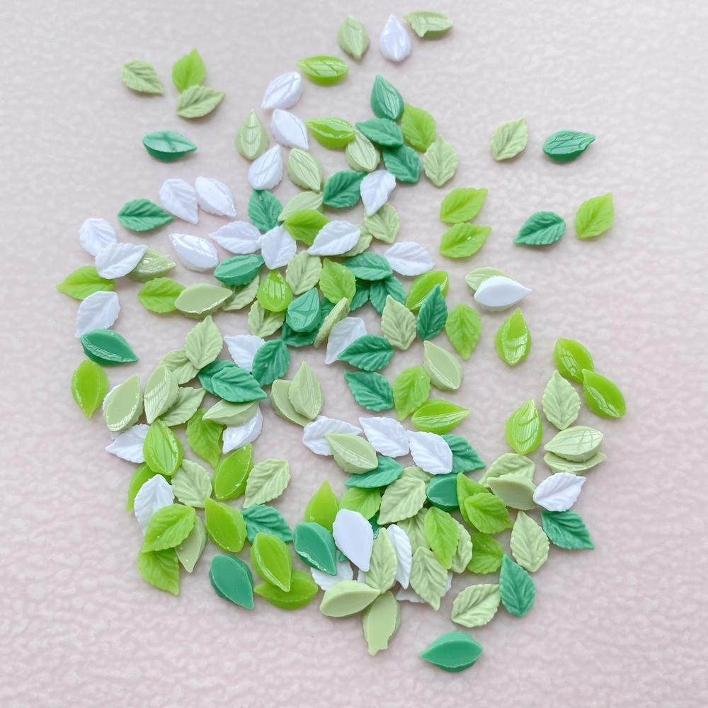 200Pcs New Cute Resin Mini Small Leaves Flatback Jewelry Making Manicure Hairwear Accessories