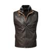 Men's Leather PU Vest Casual Retro Men's Jacket Trendy Work Vest Jacket